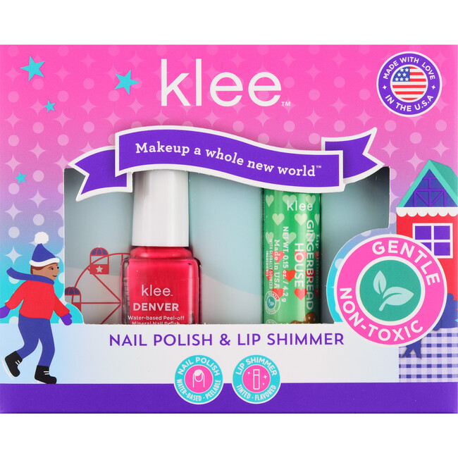 2023 Christmas Collection! Klee Naturals Elves' Magic water-based nail polish and Lip Shimmer Kit