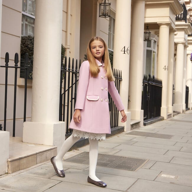 Belgravia Girls Coat, Perfect Pink - Wool Coats - 4