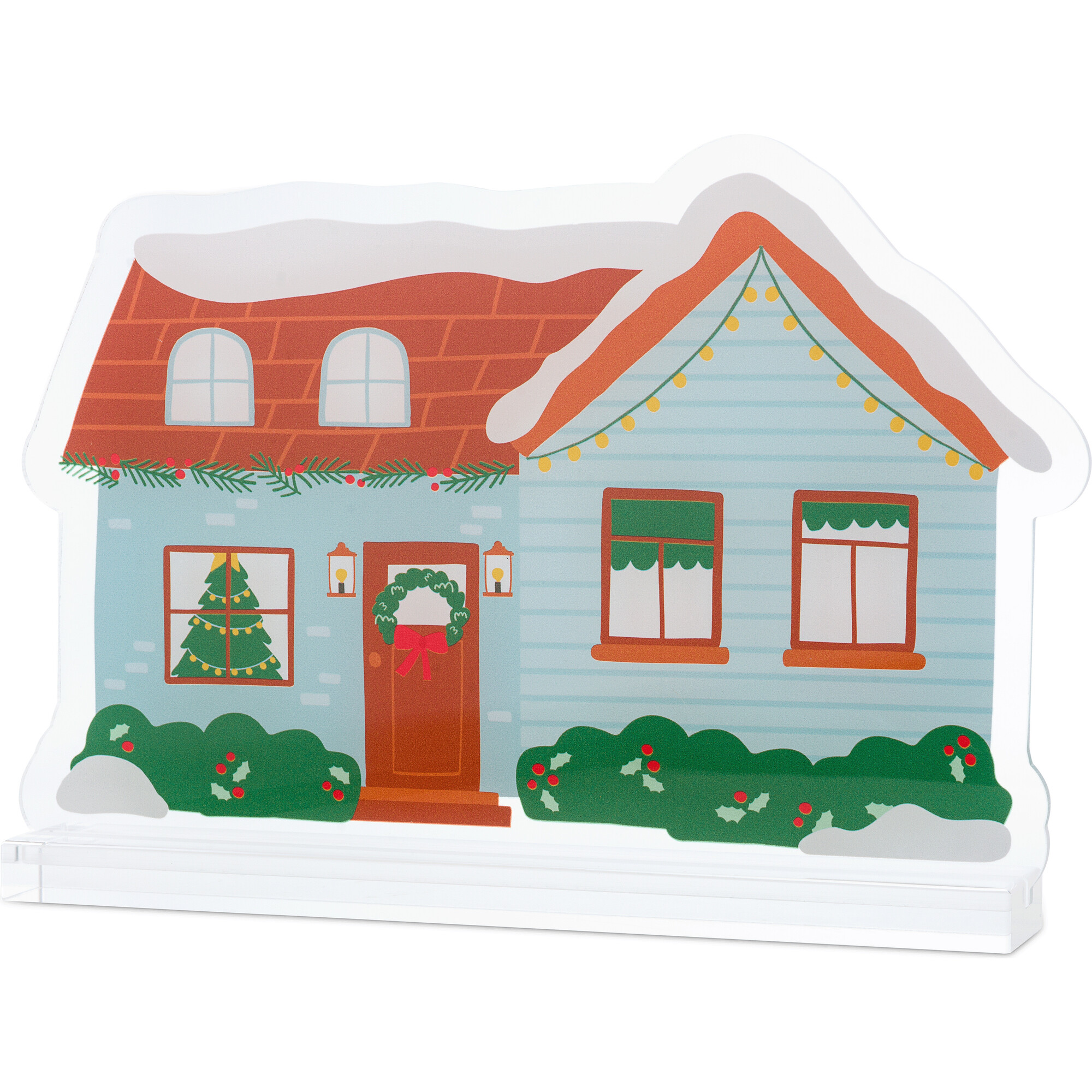 Merry and Bright Acrylic Christmas Village, Little Blue House - Party Accessories - 1