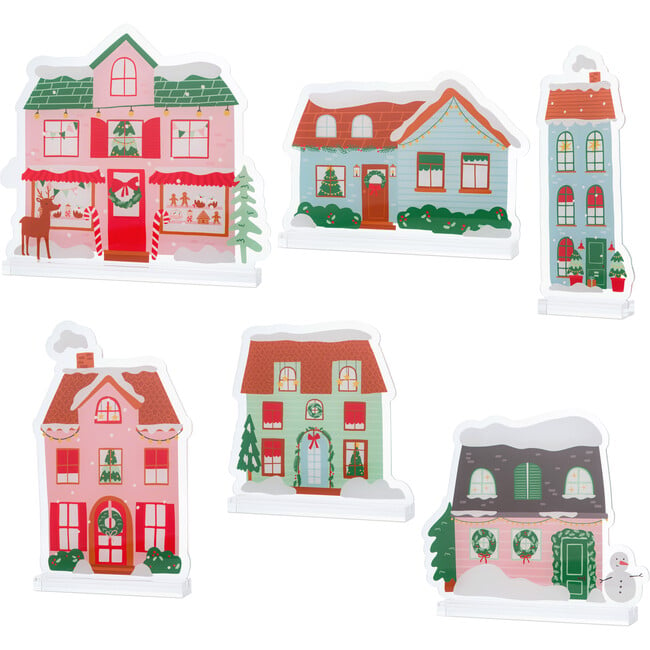 Merry and Bright Acrylic Christmas Village, Pink Townhouse - Party Accessories - 2