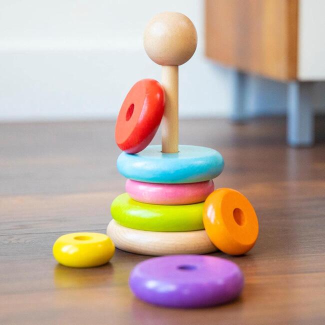 New Classic Toys Rainbow Stacking Toy, Educational Wooden Toys for 2y+ - Stackers - 2