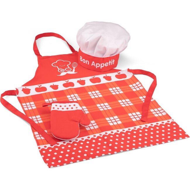 New Classic Toys Apron - Red, Pretend Play for Kid's Cooking, Pre-school Toy, 3y+