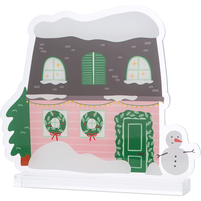 Merry and Bright Acrylic Christmas Village, Little Pink House