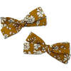 Liberty of London Skinny Ribbon Pigtail Bows, Gold Floral - Bows - 1 - thumbnail