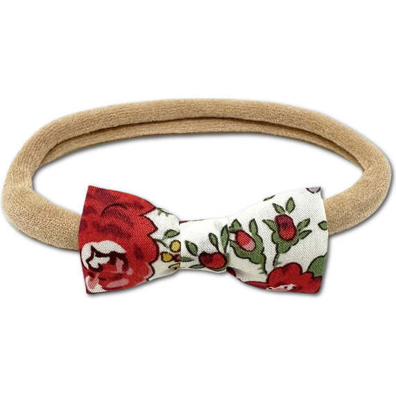 Liberty of London Itty Bitty Bow Baby Headband, Red & Cream Floral