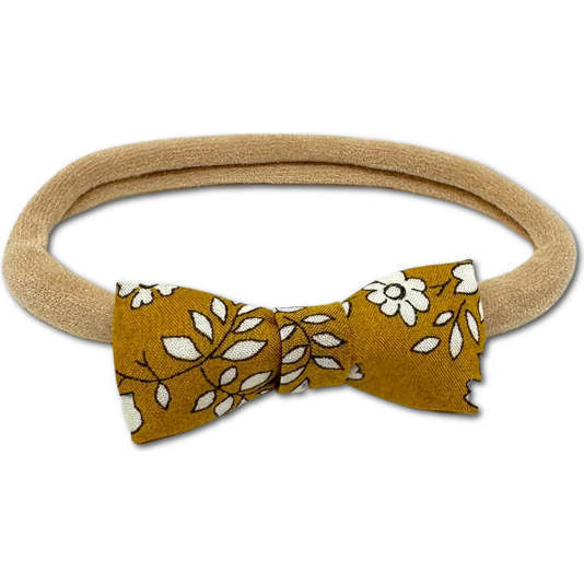 Liberty of London Itty Bitty Bow Baby Headband, Gold Floral