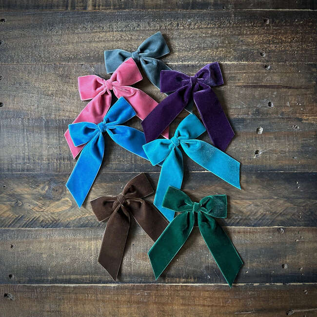 Big Velvet Bow, Teal - Bows - 3