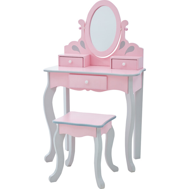 Teamson Kids Wooden Princess Rapunzel 2-pc. Vanity Set, Gray/Pink