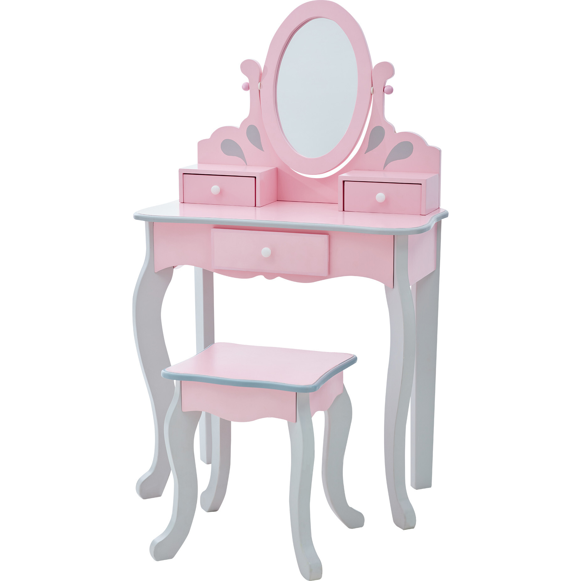 Teamson Kids Wooden Princess Rapunzel 2-pc. Vanity Set, Gray/Pink - Kids Seating - 1