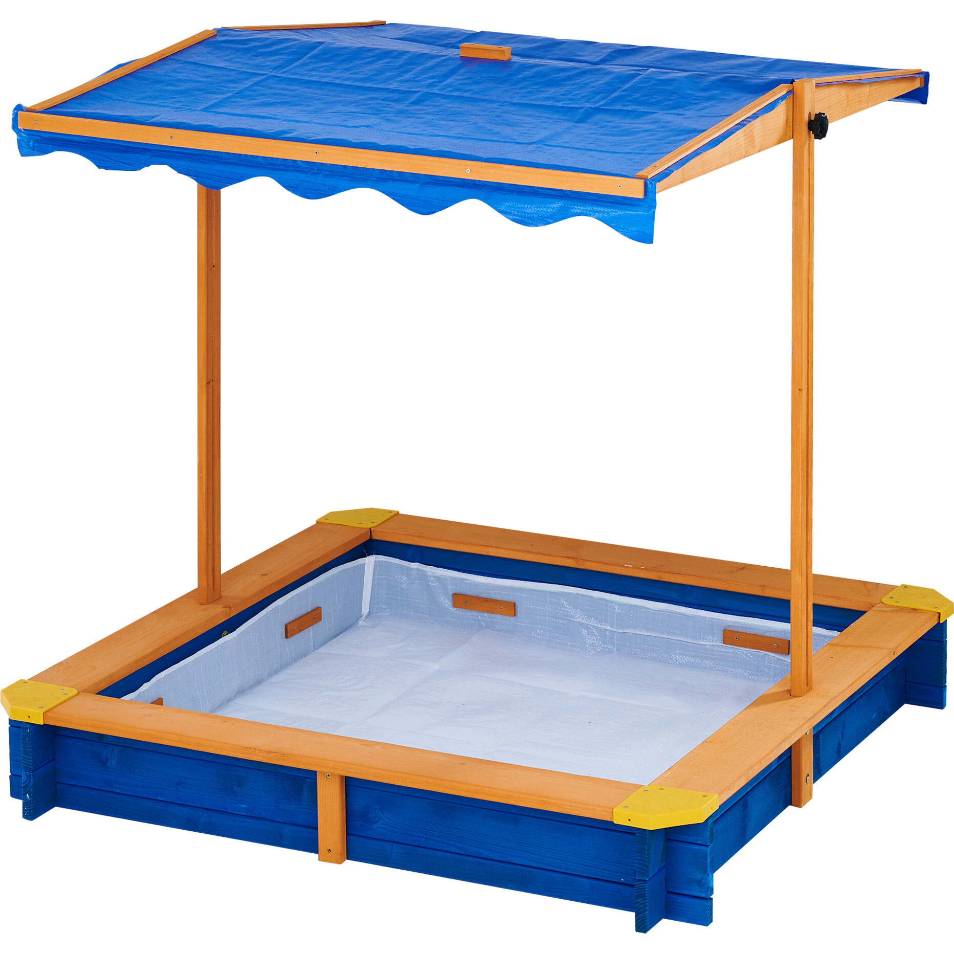 Teamson Kids Outdoor 46" x 46" Sand Box with Adjustable Canopy - Outdoor Games - 1