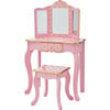 Fashion Polka Dot Prints Gisele Play Vanity Set, Pink/Gold - Kids Seating - 1 - thumbnail