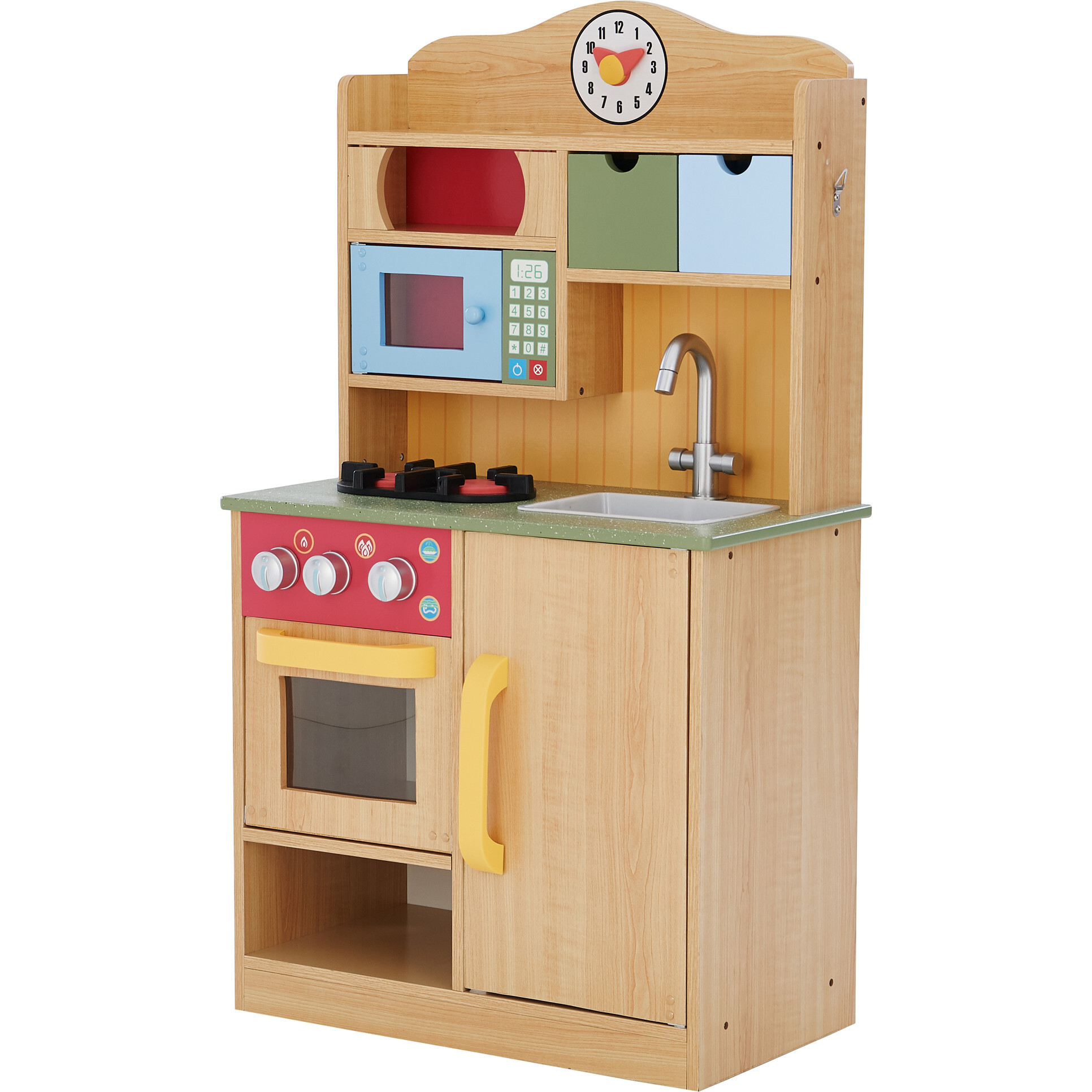 Teamson Kids - Little Chef Frankfurt Wooden Coffee machine play kitchen  accessories - Green- 8 pcs