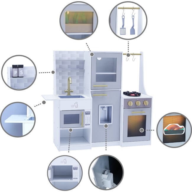 Teamson Kids Little Chef Lyon Modern Wooden Play Kitchen, Gray - Play Kitchens - 4