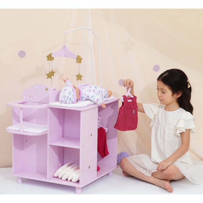 Twinkle Stars 4-in-1 Baby Doll Nursery & Changing Station, Purple - Doll Accessories - 2