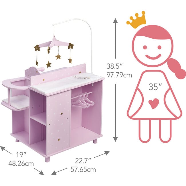 Twinkle Stars 4-in-1 Baby Doll Nursery & Changing Station, Purple - Doll Accessories - 3