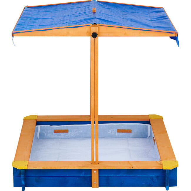 Teamson Kids Outdoor 46" x 46" Sand Box with Adjustable Canopy - Outdoor Games - 7