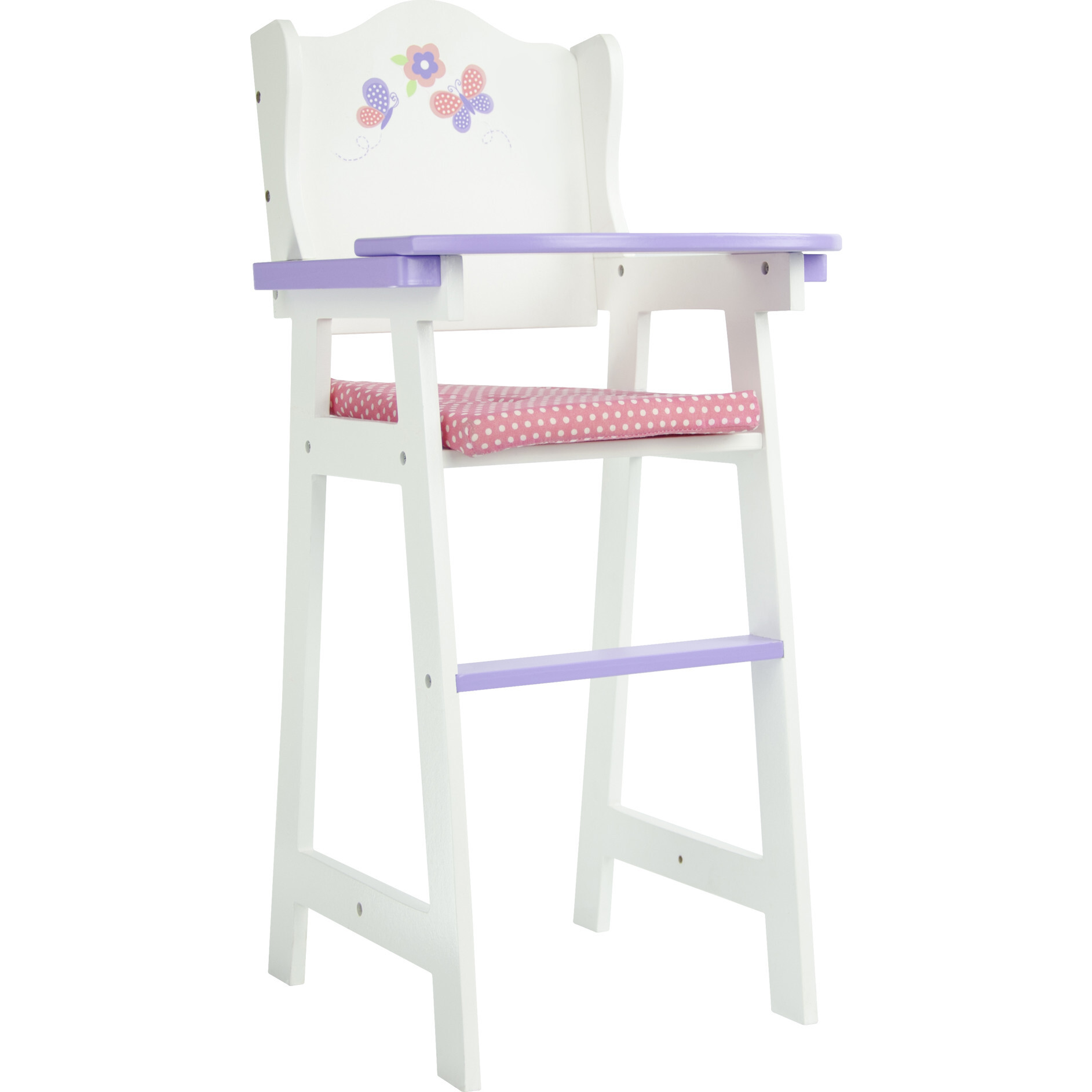 Olivia's Little World Wooden Baby Doll High Chair, White - Doll Accessories - 1