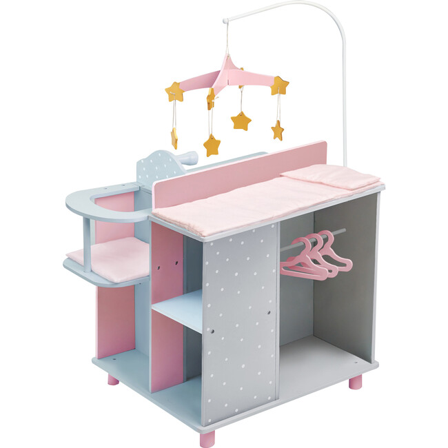 Olivia's Little World Wooden Doll Changing Station, Gray/Pink