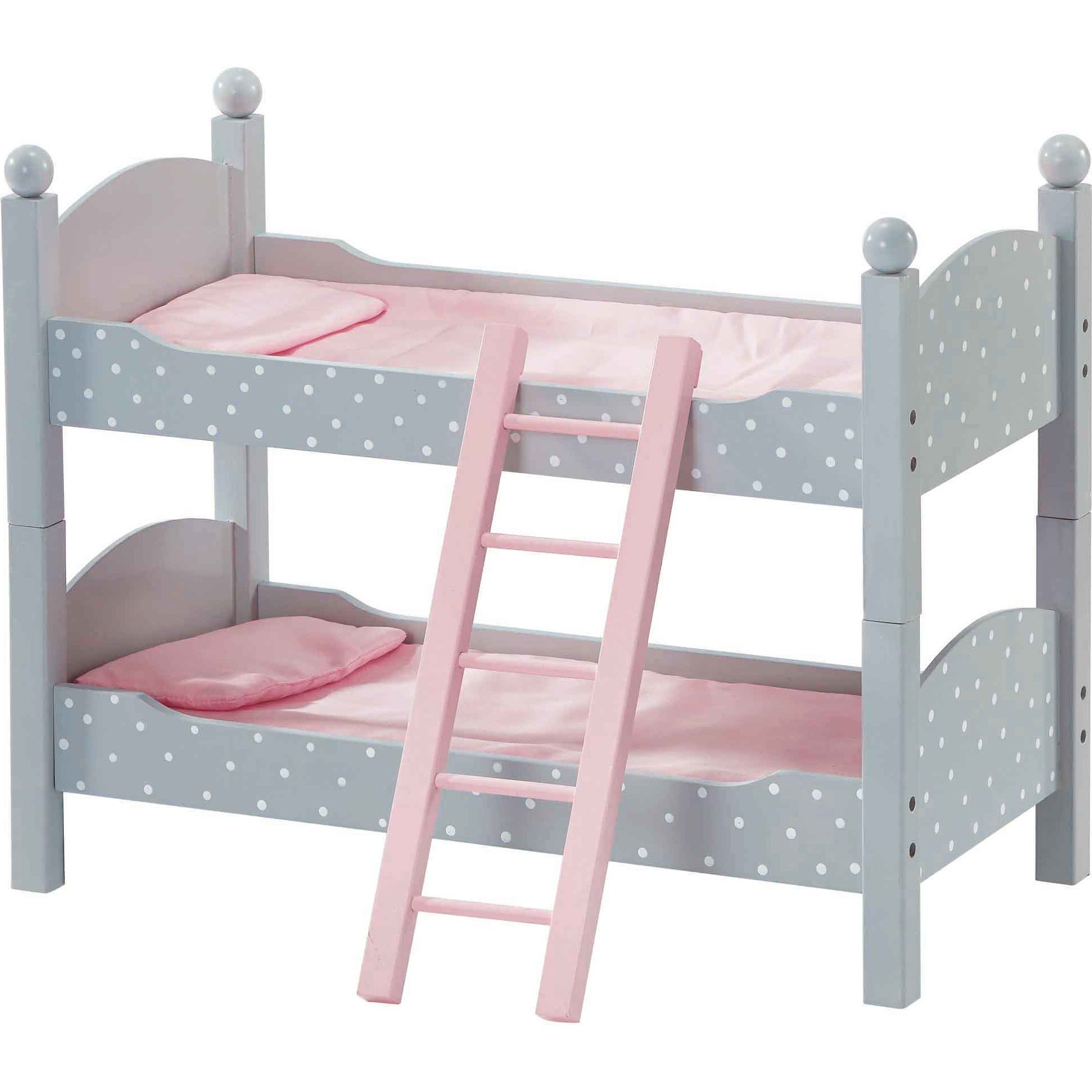 Olivia's Little World 18" Doll Wooden Convertible Bunk Bed, Gray - Doll Accessories - 1