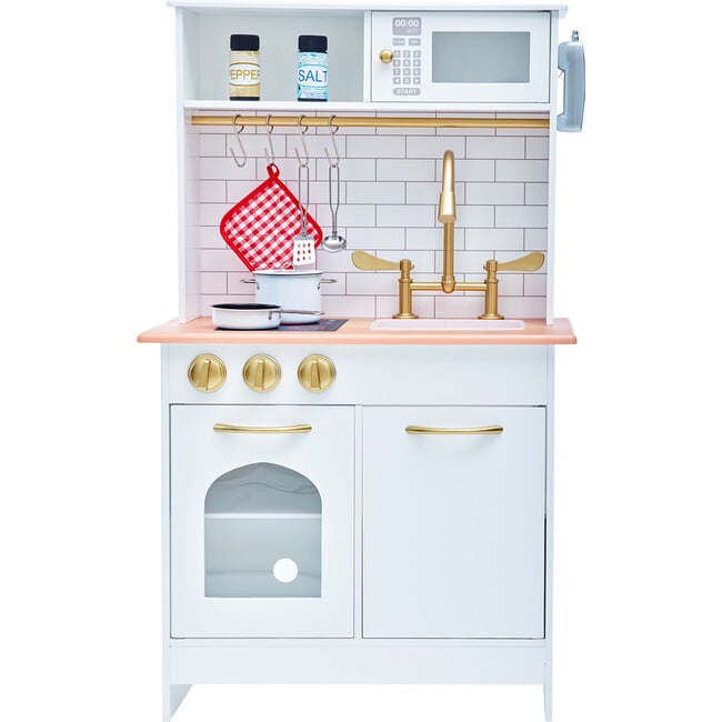 Teamson Kids Little Chef Boston Wooden Play Kitchen, White/Gold - Play Kitchens - 8