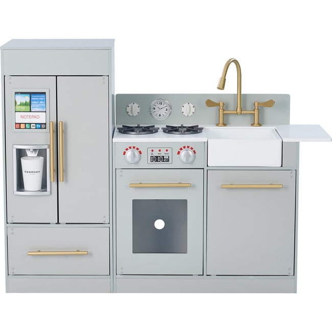 Teamson Kids Little Chef Charlotte Wooden Play Kitchen Gray Gold Teamson Kids Over the Top Maisonette