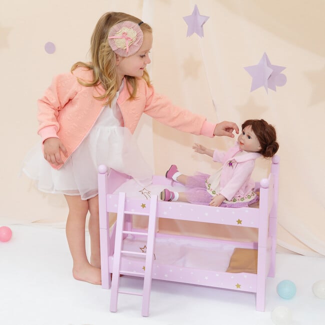 Olivia's Little World 18" Doll Wooden Convertible Bunk Bed, Pink - Doll Accessories - 2