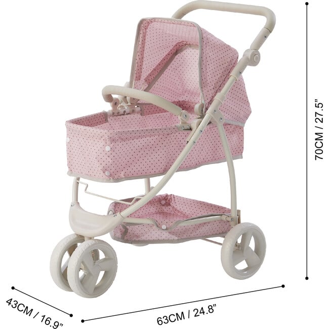 Olivia's Little World Doll 2-in-1 Convertible Stroller, Pink/Gray - Doll Accessories - 3