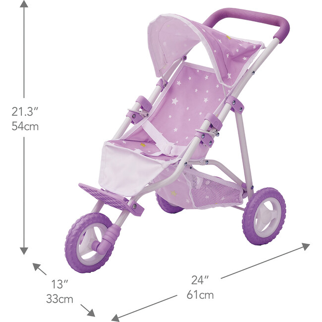 Olivia's Little World Doll Jogging-Style Stroller, Purple/Stars - Doll Accessories - 3