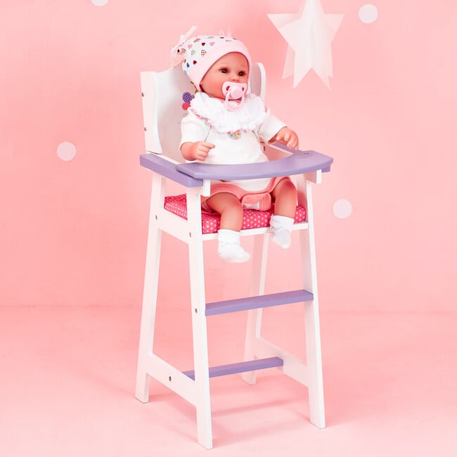 Olivia's Little World Wooden Baby Doll High Chair, White - Doll Accessories - 5