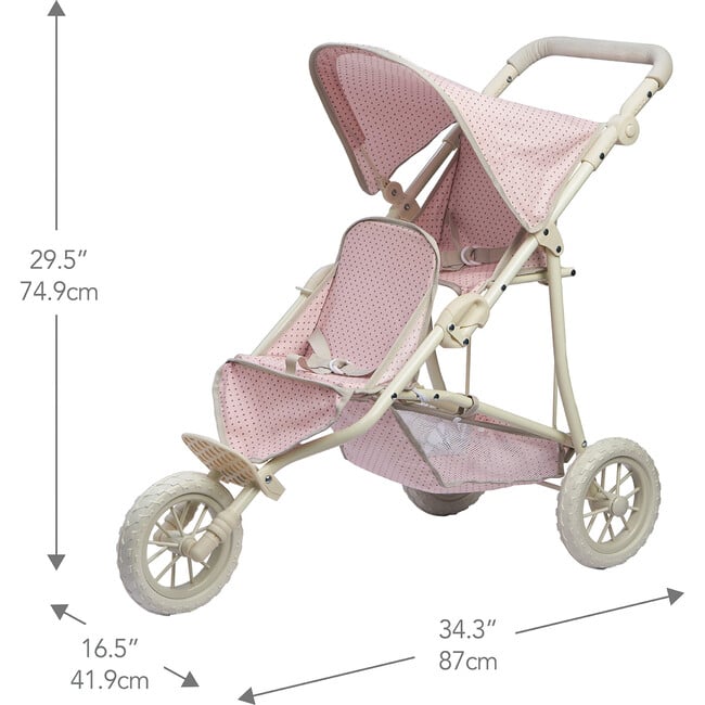 Olivia's Little World Two Doll Jogging-Style Stroller, Pink/Gray - Doll Accessories - 3