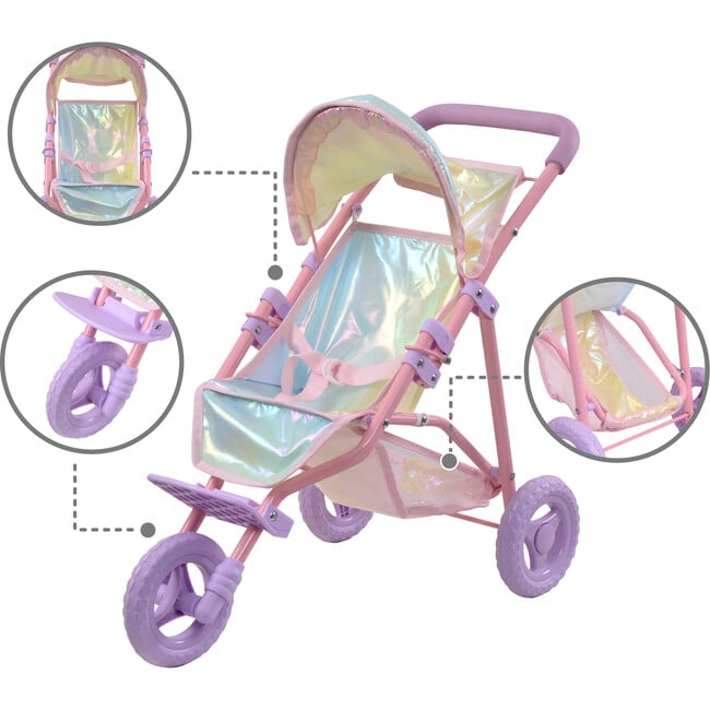 Olivia's Little World Doll Jogging-Style Stroller, Pink/Gray - Doll Accessories - 4