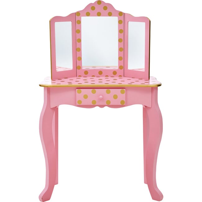 Fashion Polka Dot Prints Gisele Play Vanity Set, Pink/Gold - Kids Seating - 7