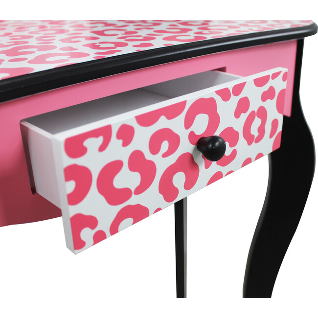 Teamson Kids Wooden Leopard 2-pc. Vanity Set, Black/Pink - Kids Seating - 4