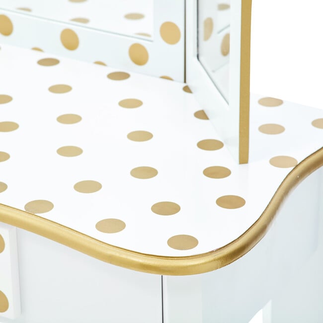 Teamson Kids Wooden Polka Dot 2-pc. Play Vanity, White/Gold - Kids Seating - 5