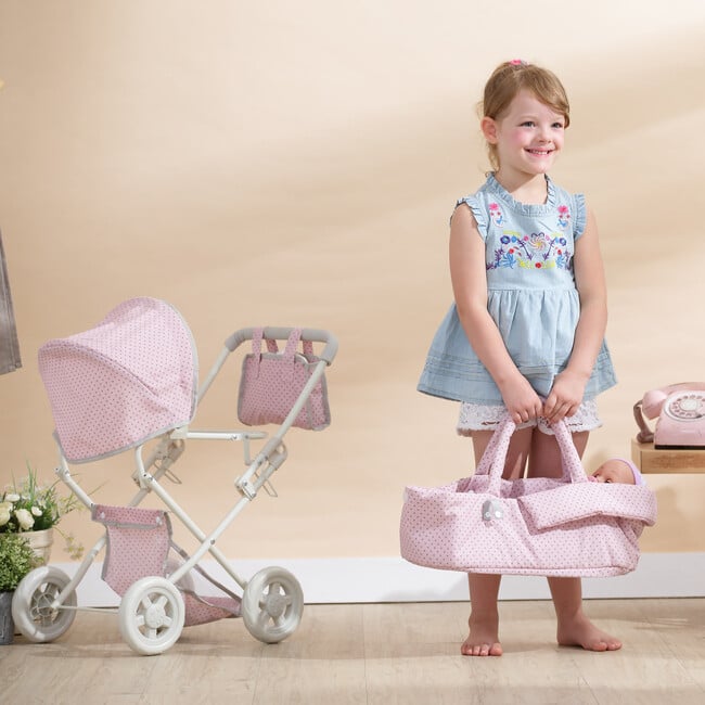 Olivia's Little World Buggy-Style Doll Stroller, Pink/Gray - Doll Accessories - 8