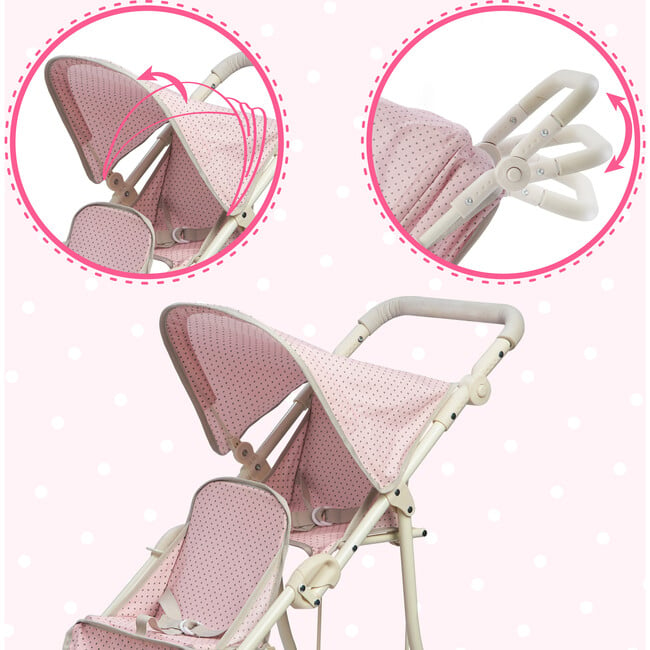 Olivia's Little World Two Doll Jogging-Style Stroller, Pink/Gray - Doll Accessories - 8