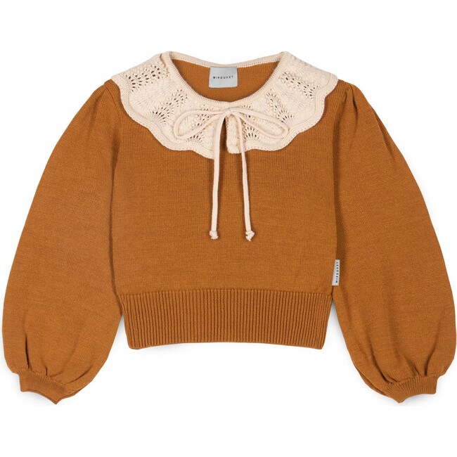 Gala Collared Knit Sweater, Caramel