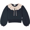 Gala Collared Knit Sweater, Blue - Sweaters - 1 - thumbnail