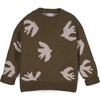 Bird Oversized Knit Sweater, Green - Sweaters - 1 - thumbnail
