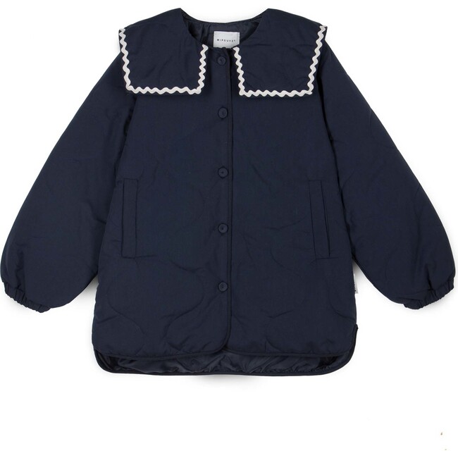 Bianca 3/4 Collared Quilted Jacket, Blue