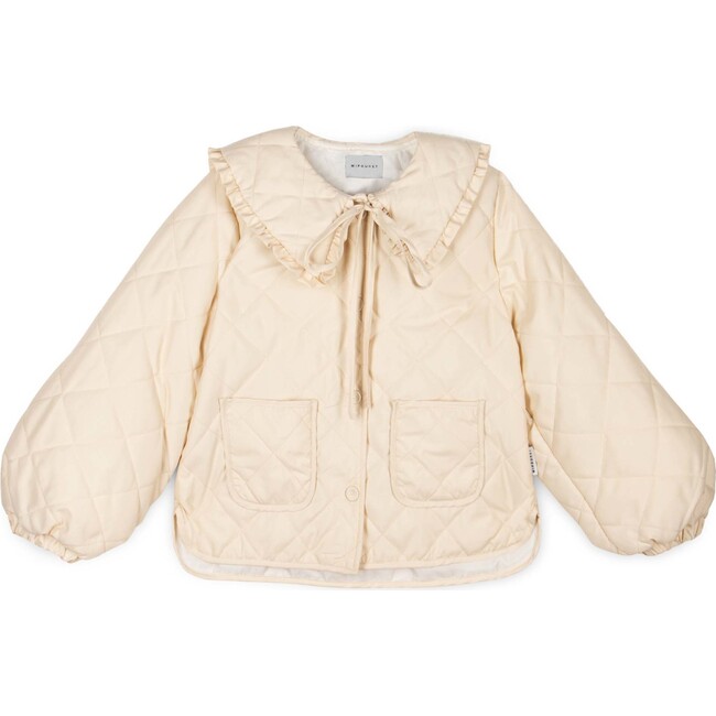 Giulia Collared Quilted Jacket, Ecru