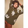 Bird Oversized Knit Sweater, Green - Sweaters - 2