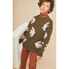 Bird Oversized Knit Sweater, Green - Sweaters - 3