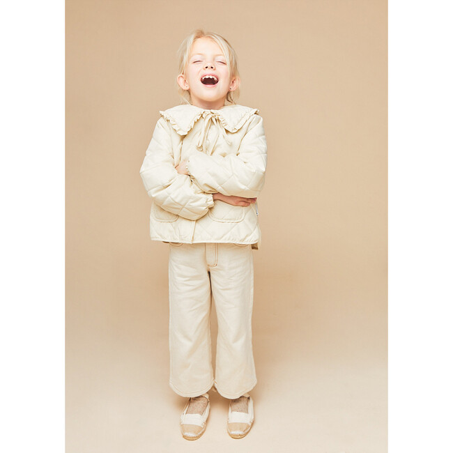 Giulia Collared Quilted Jacket, Ecru - Jackets - 3