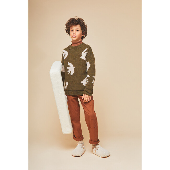 Bird Oversized Knit Sweater, Green - Sweaters - 4