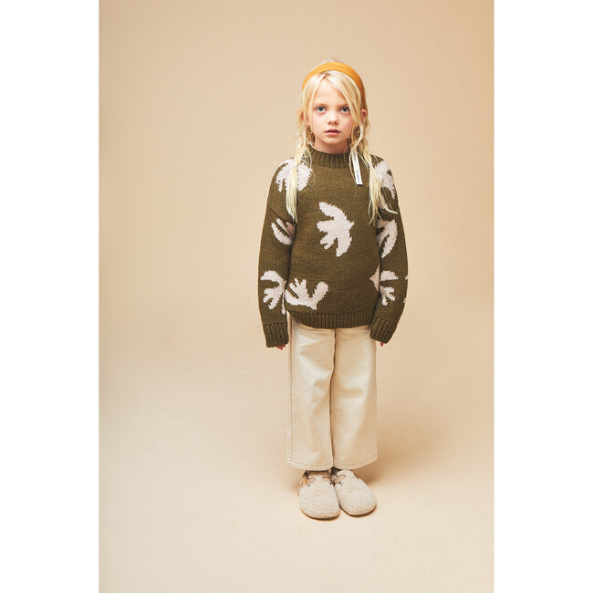 Bird Oversized Knit Sweater, Green - Sweaters - 5