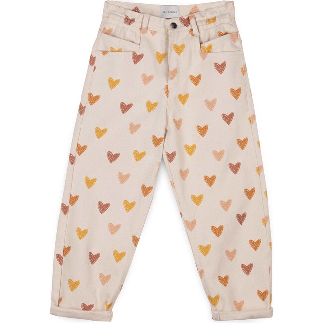 Love Mom Fit Printed Jeans, Cream