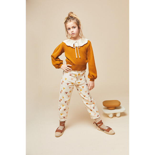 Love Mom Fit Printed Jeans, Cream - Jeans - 2