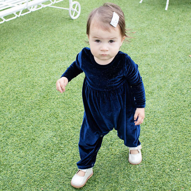 Baby Girls Velour Steph Jumper, Navy Sparkle - Rompers - 2