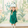 Girls Lame Brayden Ruffle Dress, Tinsel Green - Dresses - 2